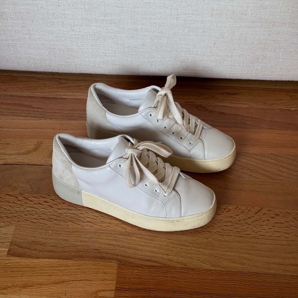 Vince Benfield Offwhite Leather Platform Sneakers‎ Size 6.5